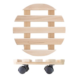 Wagner Pflanzenroller Paletti GH 0318 aus Holz, Ø 30 cm, mit Rollen für den einfachen Transport.