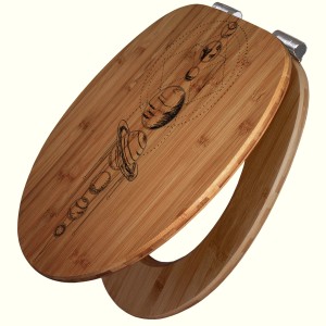 Banjado WC-Sitz aus Bambus mit Astronomie-Gravur. Toilettendeckel mit Absenkautomatik.