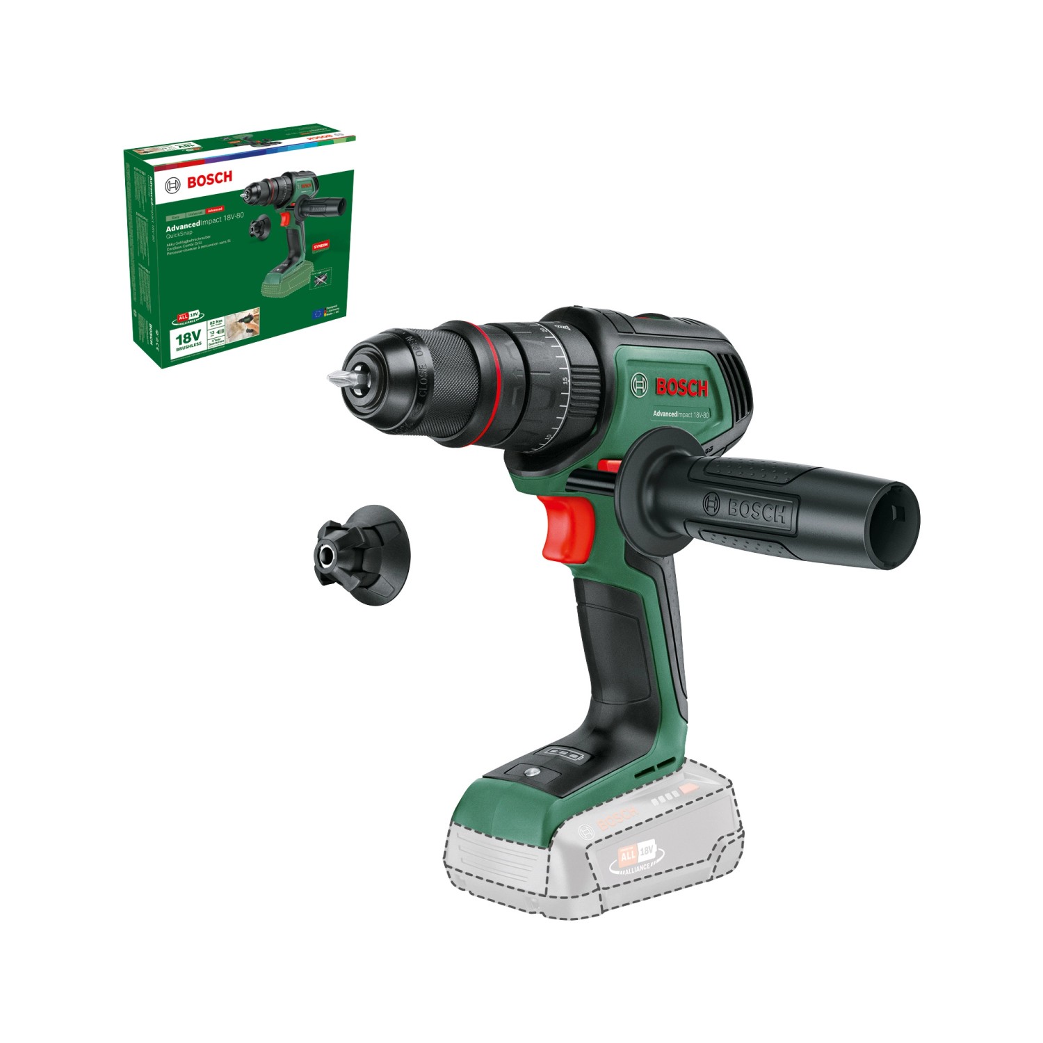 Thumbnail - Bosch 18 V Akku-Schlagbohrmaschine Advanced Impact 18V-80 Solo