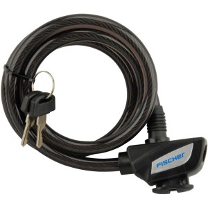 Fischer Spiralkabelschloss, 120 cm, 10 mm Durchmesser, mit Schlüssel für Fahrräder.
