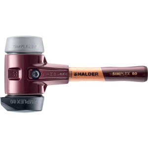 Halder Simplex Schonhammer Ø 80 mm Gummi   TPE-mid Grau mit Standfuß und Extra Kurzem Stiel Termpergussgehäuse