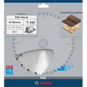 Bosch Kreissägeblatt Pro Speedline, 190 mm, für Holz, mit 24 Zähnen.