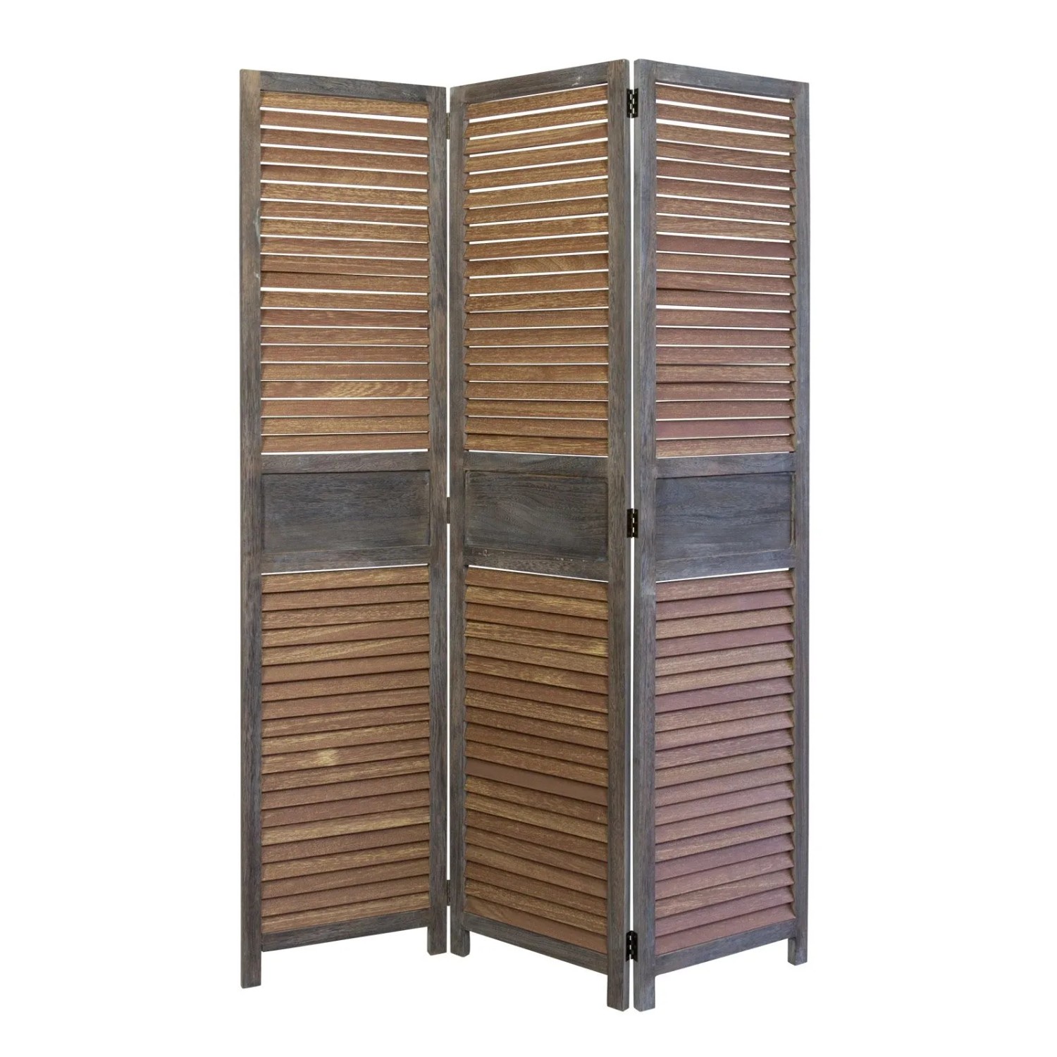 Homestyle4u 3-tlg. Paravent in Braun 120x170 cm 1364
