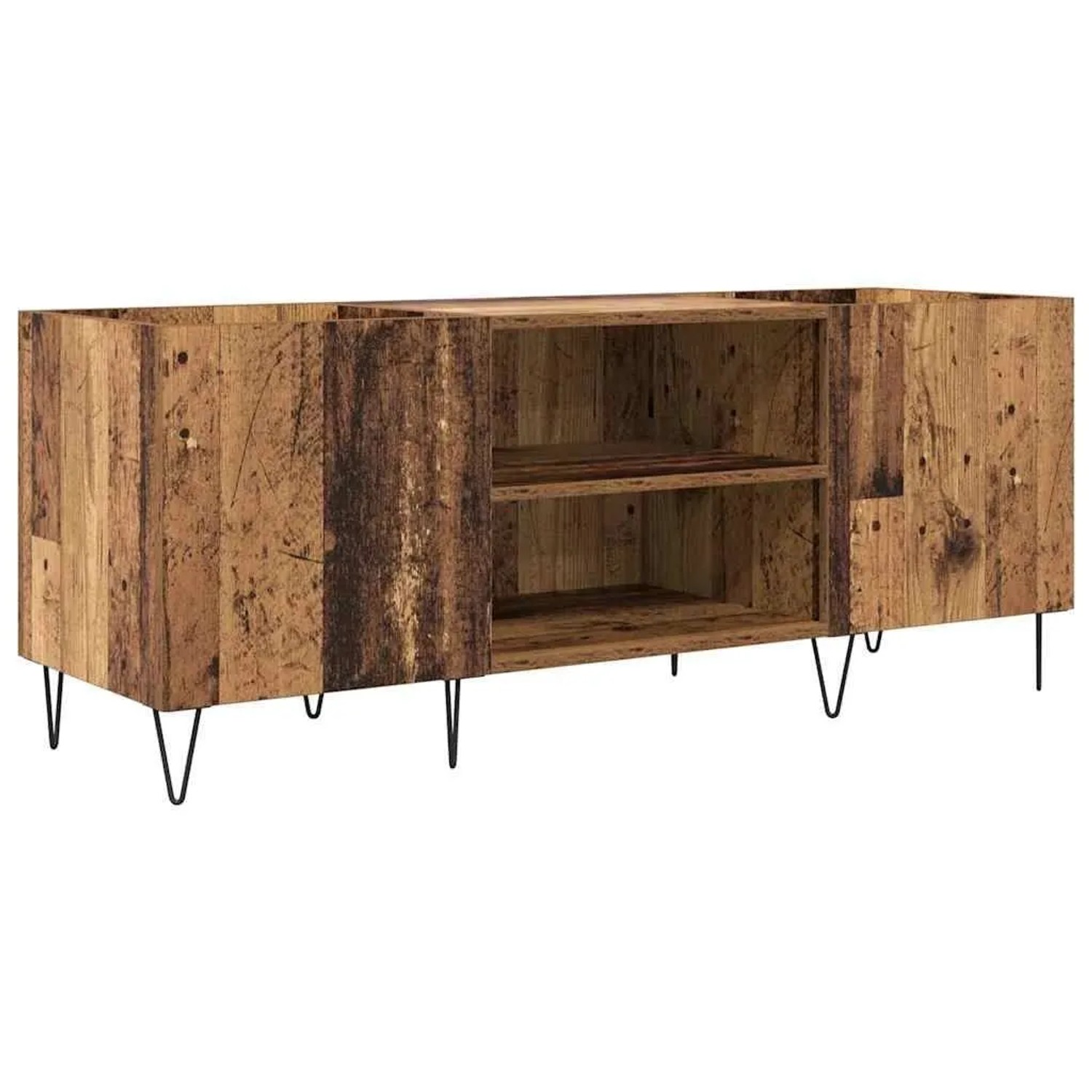 vidaXL Schallplattenschrank mit Regal mit Tür Altholz 121 x 38 x 48 cm 881789