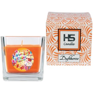 HS Candle Duftkerze Happy Birthday im Glas, Honigmelone Cupcake Duft.
