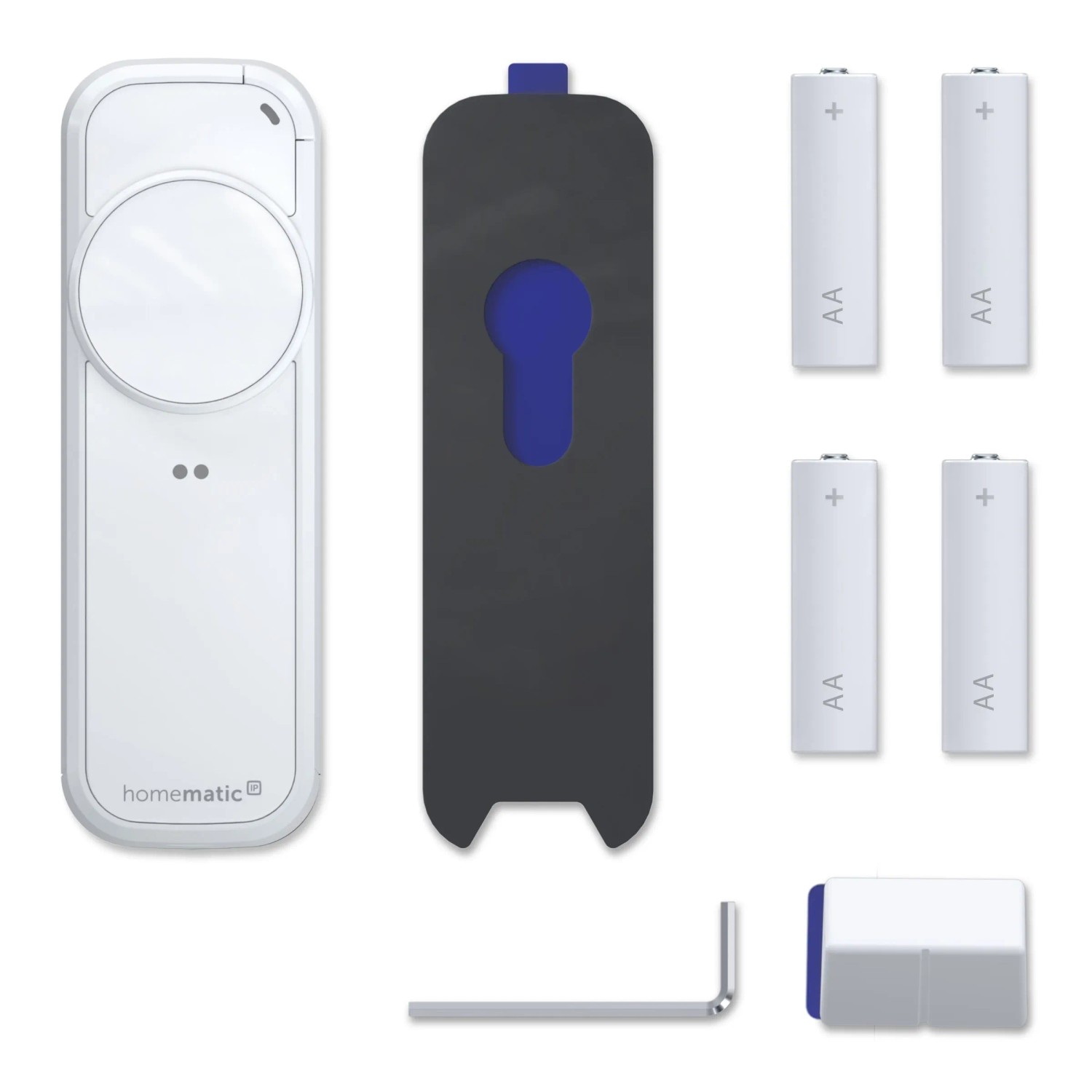 Homematic IP Türschlossantrieb pro: Antrieb, Montageplatte, Batterien und Zubehör für Hausautomation.