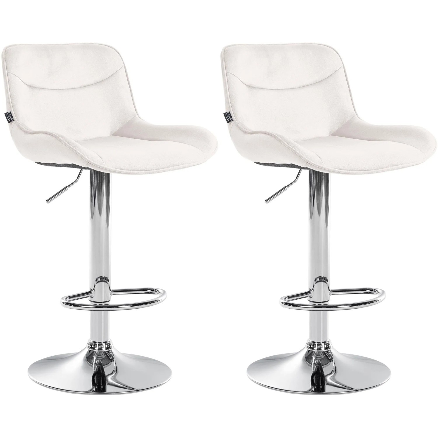 DELUKE Barhocker 2er Set TAMPA Creme Samt Chrom Barstuhl Mit Lehne Tresenhocker Tresenstuhl