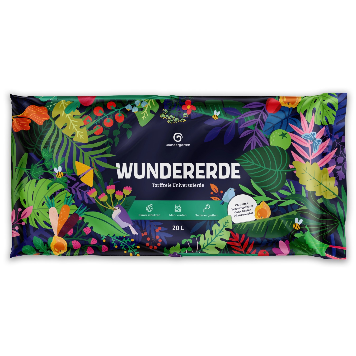 Wundergarten Wundererde Torffrei Pflanzerde mit Pflanzenkohle 20 l