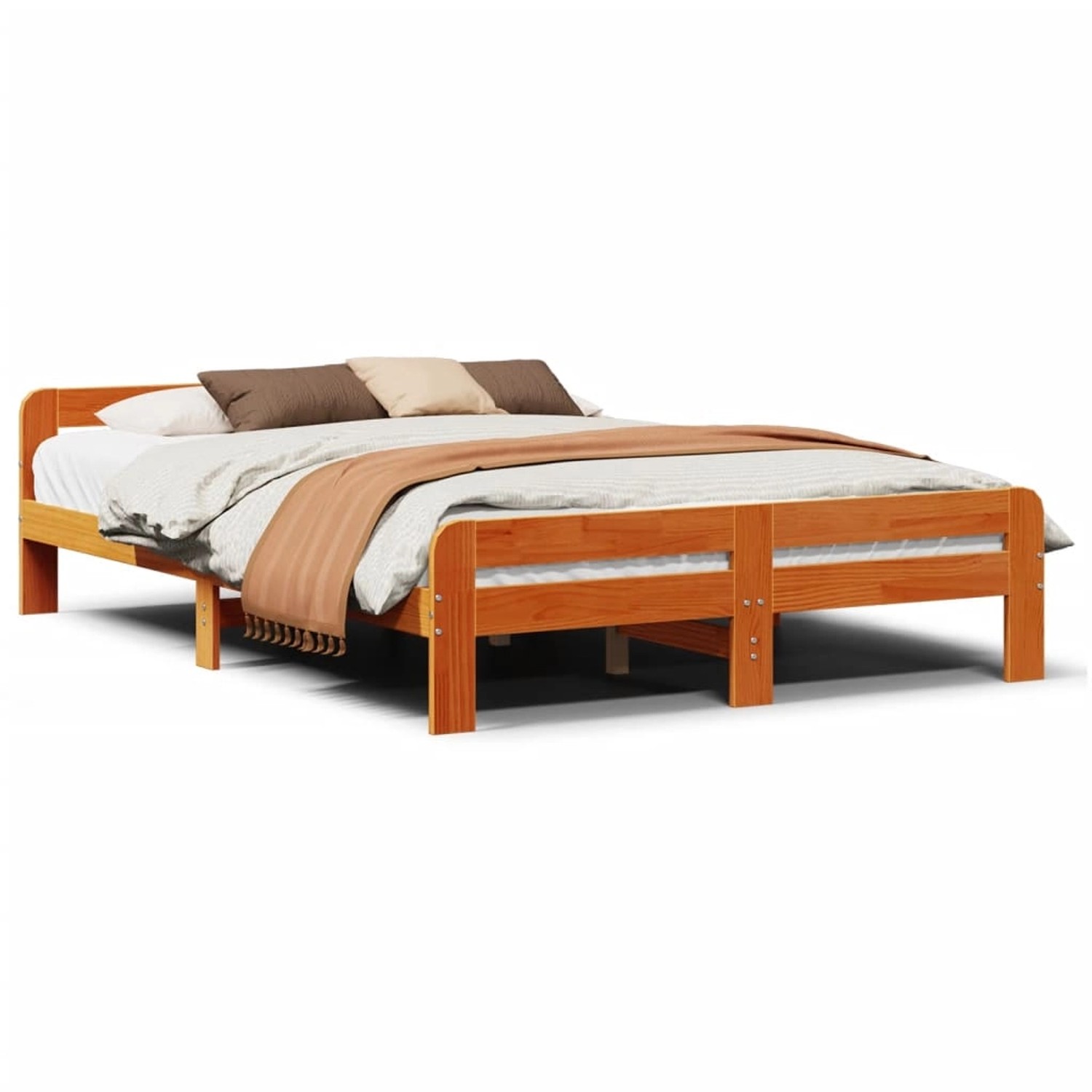 vidaXL Massivholzbett ohne Matratze Wachsbraun 160x200 Kiefernholz 855468 günstig online kaufen