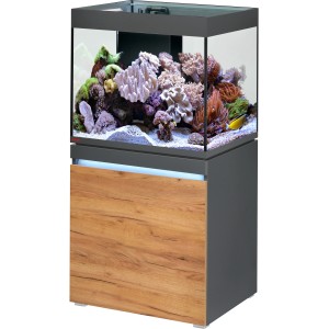 Eheim Incpiria Reef 230 Aquarium-Kombination in Graphit/Nature mit Meerwasseraquarium und Unterschrank.