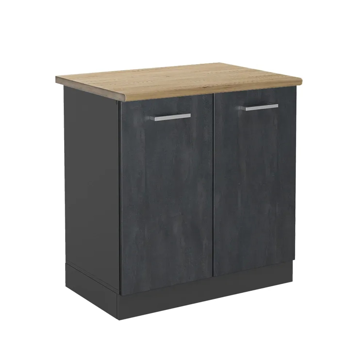 Vicco Spülenunterschrank R-Line Schwarz Beton/Anthrazit 80 cm AP Eiche