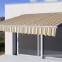 MCW Alu-Markise, 2,5x2m, grau-gelb gestreift, für Terrasse & Balkon.