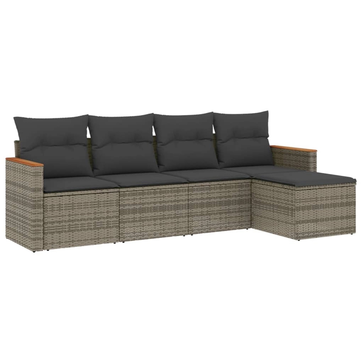 vidaXL 5-Tlg Garten-Sofagarnitur mit Kissen Grau Poly Rattan 3225920 günstig online kaufen