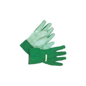 Grüne LUX Gartenhandschuhe für Herren, Größe L, aus Baumwolle mit Noppen für besseren Griff.