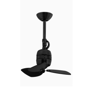 Schwarzer FARO Deckenventilator Vedra, 46 cm, mit dunklem Holzeffekt und Wandschalter.