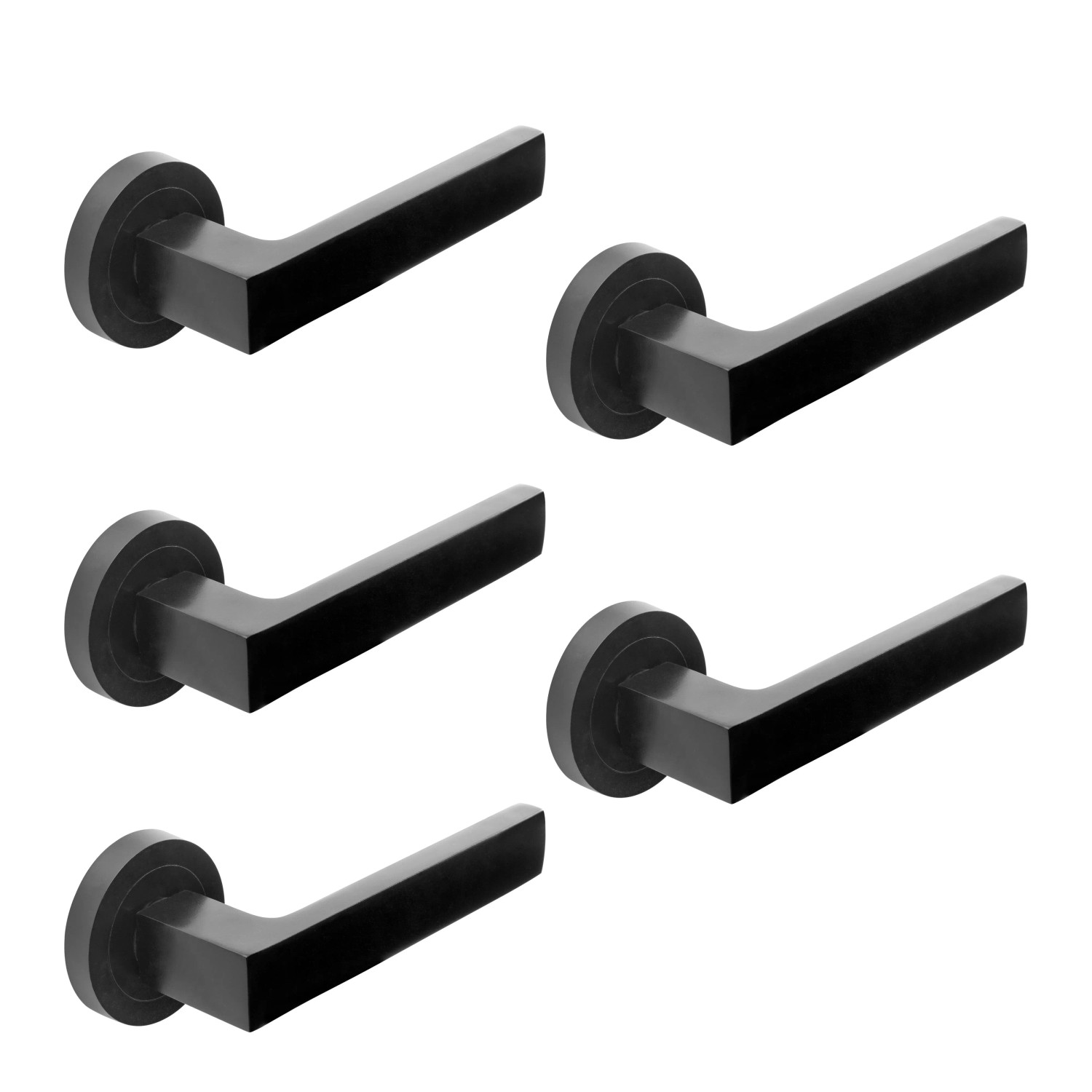 Emuca Satz Bunbury Tieftürdrückergarnitur mit RoSette D50 mm Aluminium Nickel Satiniert