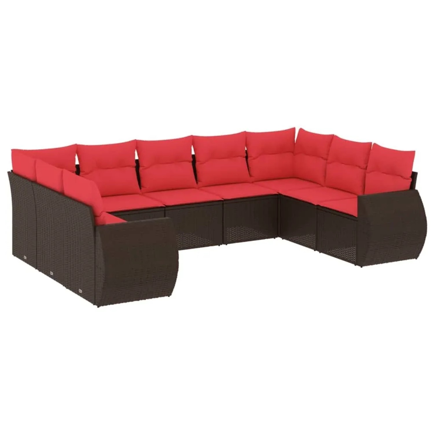 vidaXL 9-Tlg Gartensofa-Set mit Kissen Braun Polyrattan 3221803