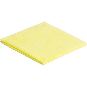 Gelbes Mikrofasertuch aus dem LUX Autopflegeset, geeignet für empfindliche Oberflächen.