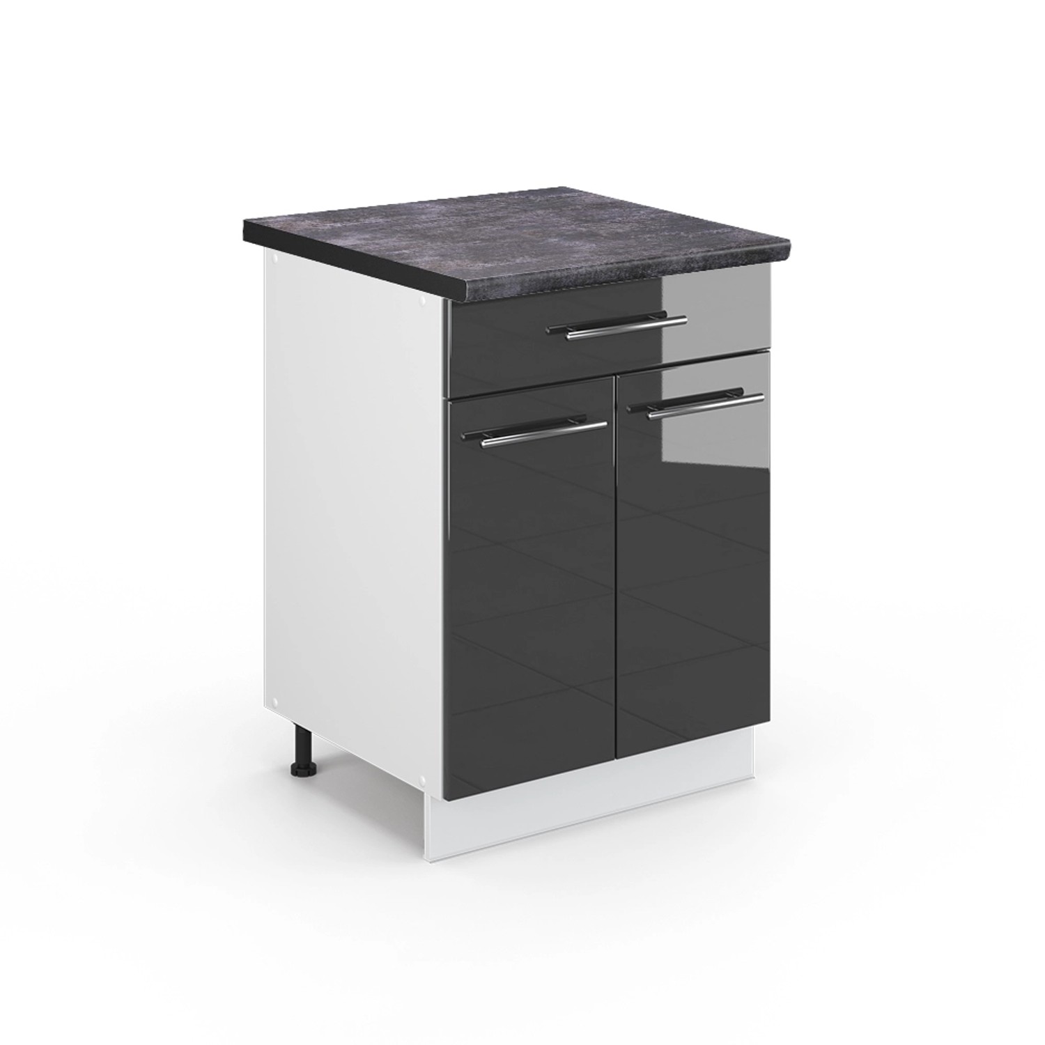 Vicco Küchenunterschrank Fame-Line Anthrazit Hochglanz/Weiß 60 cm mit Schublade AP Anthrazit