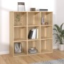 VidaXL Bücherregal Sonoma-Eiche, 98x98cm, mit neun Fächern zur Wandmontage.