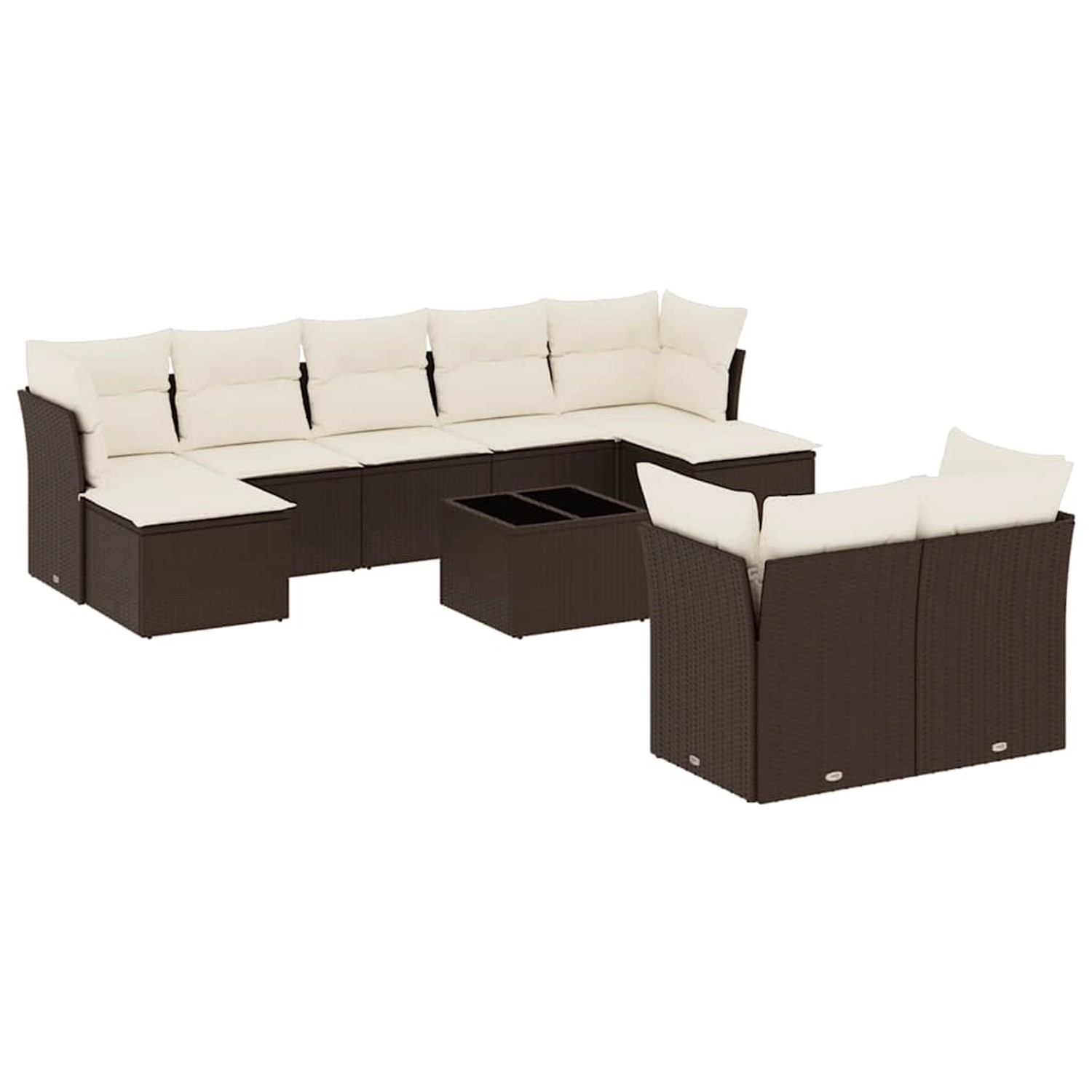 vidaXL 10-Tlg Garten-Sofagarnitur mit Kissen Braun Poly Rattan 3250162 günstig online kaufen