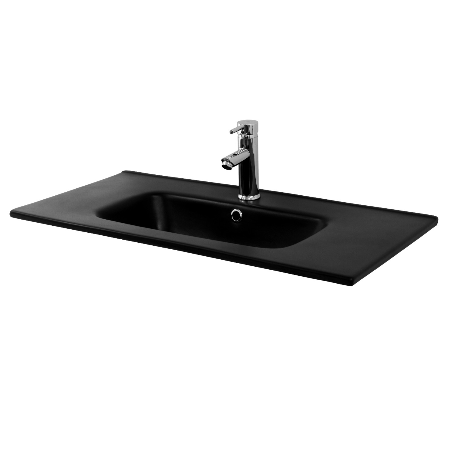 ML-Design Waschbecken Keramik Schwarz 81x16,5x46 cm Eckig mit Hahnloch Über günstig online kaufen