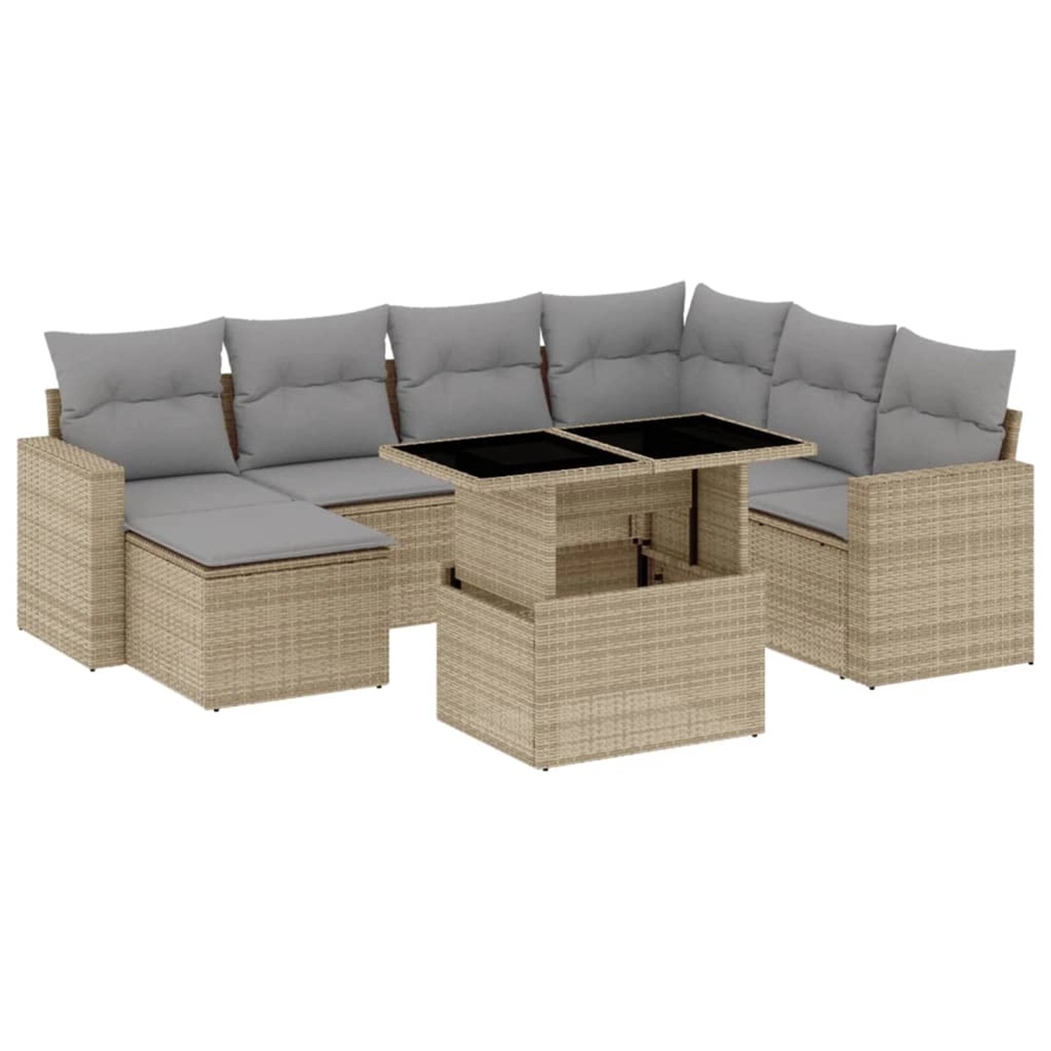 vidaXL 8-tlg Garten-Sofagarnitur mit Kissen Beige Poly Rattan Modell 311 günstig online kaufen