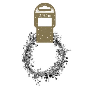 Silberne Mini-Sternchen-Girlande, 270 cm, ideal als Baumbehang und Weihnachtsdeko.