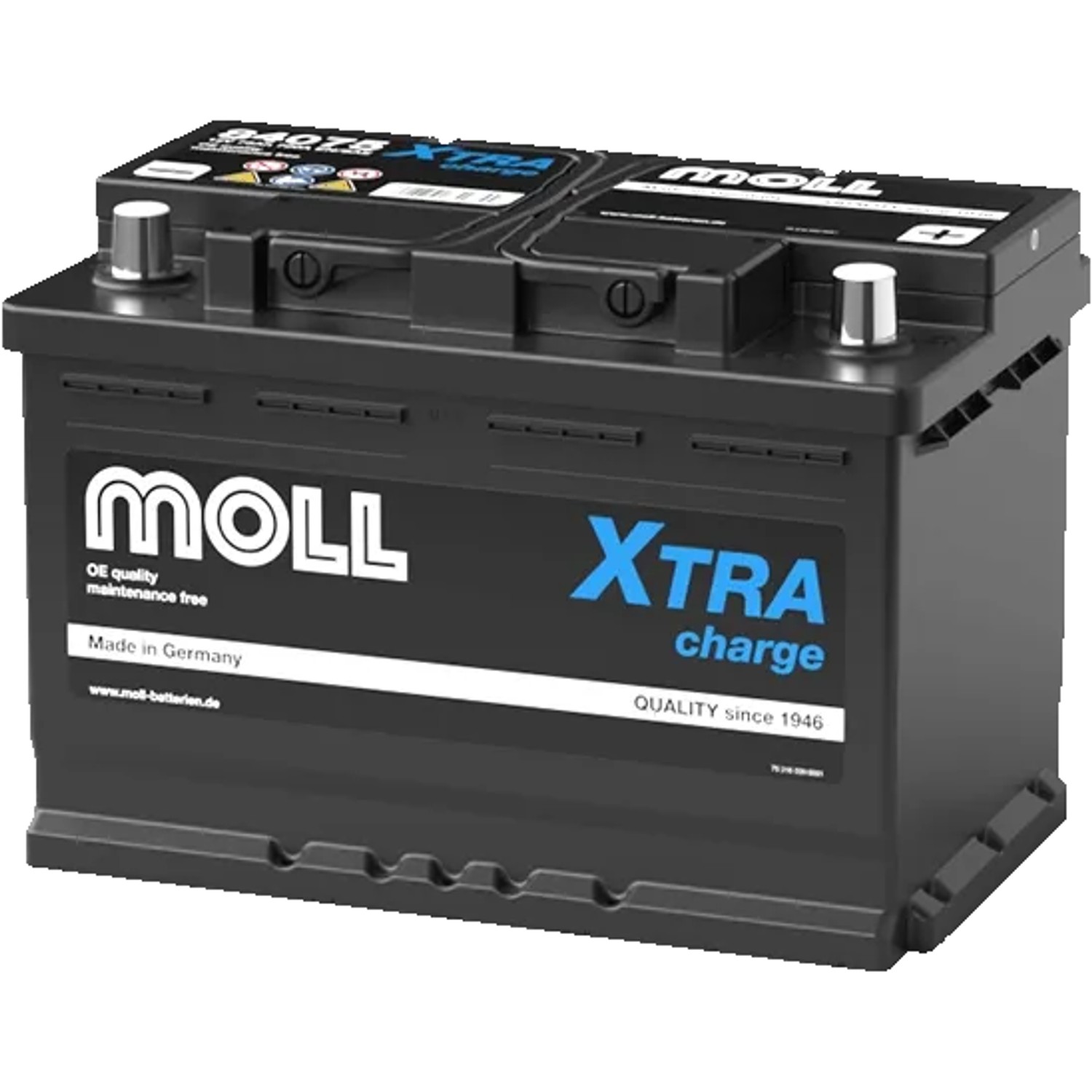 MOLL Batterien 84075 12V 75Ah 720A Xtra Charge Starterbatterie Made in Germany