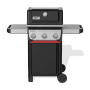 Schwarzer Weber Gasgrill E-310 Spirit mit 3 Brennern und Seitentischen.