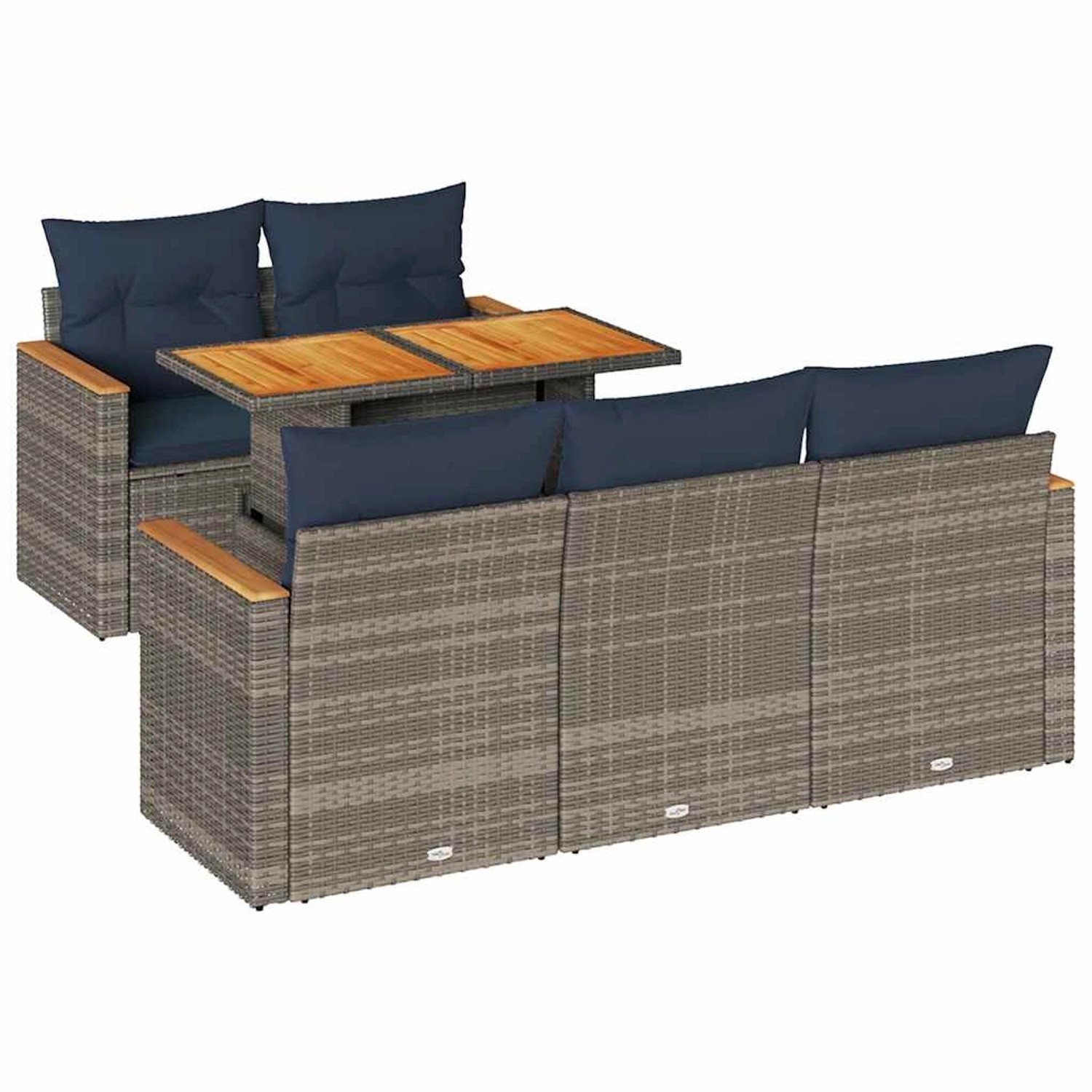 vidaXL 6-Tlg Garten-Sofagarnitur mit Kissen Grau Poly Rattan 3327442 günstig online kaufen