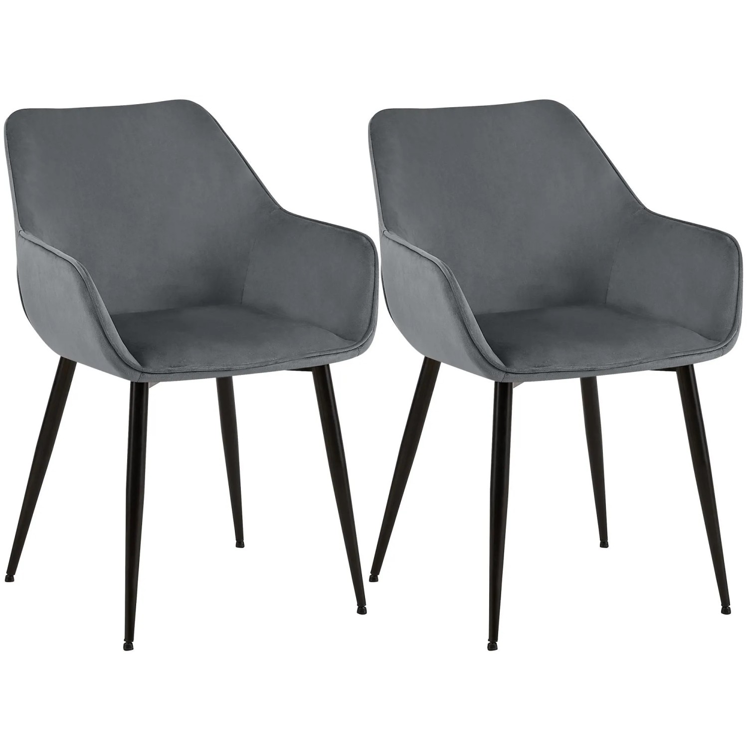 DELUKE 2er Set Esszimmerstuhl NIVER Samt Dunkelgrau 52x63x82cm Essstühle Esszimmerstühle Küchenstühle Wohnzimmerstühle