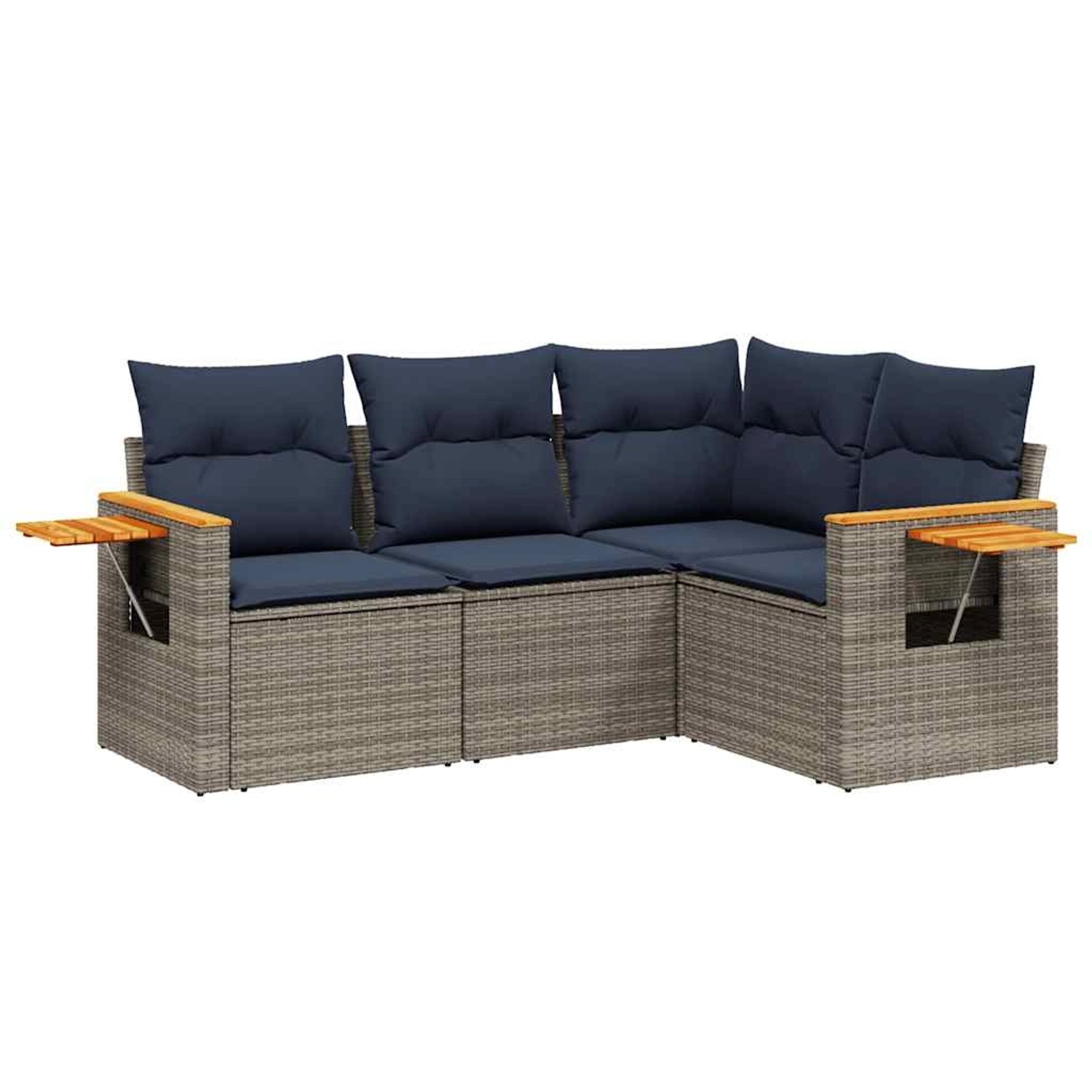 vidaXL 4-Tlg Garten-Sofagarnitur mit Kissen Grau Poly Rattan 3226775 günstig online kaufen