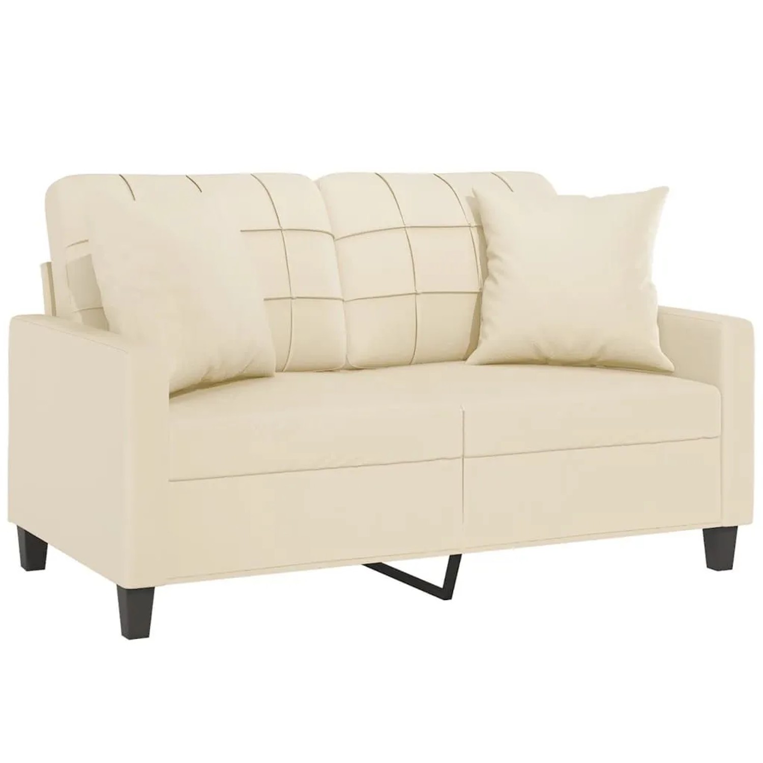 vidaXL 2-Sitzer-Sofa mit Zierkissen Creme 120 cm Kunstleder 3200799 günstig online kaufen