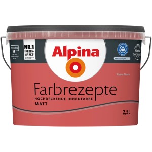 Eimer Alpina Farbrezepte Roter Ahorn, matte Innenfarbe für Wände, 2,5 Liter.