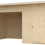 Skan Holz Gartenhaus Knut mit Unterstand, Natur, 430x250 cm. Holz-Gartenhaus mit Anbaudach.