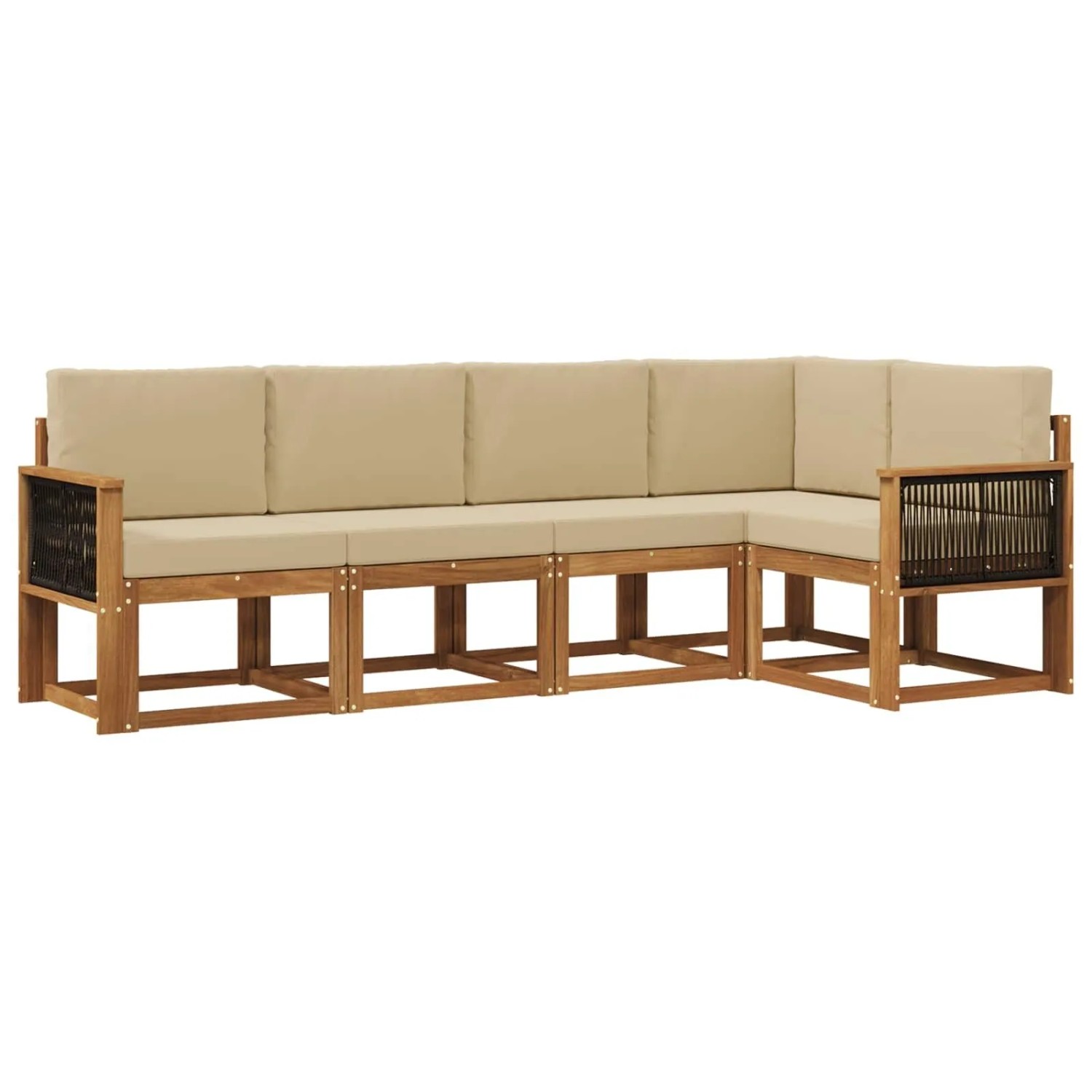 vidaXL Outdoor-Sofagarnitur mit Kissen 5 Stk Natur und Beige Polyester 3385214