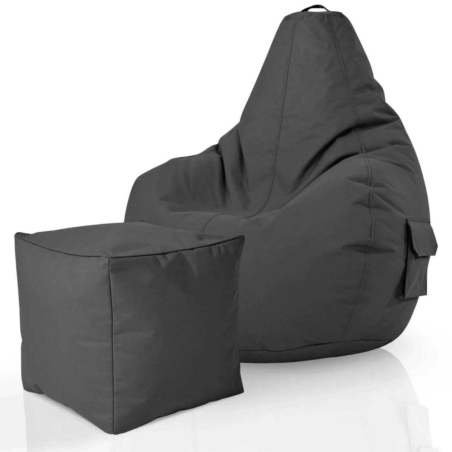 Green Bean Sitzhocker 2er Set Cozy + Cube 70 x 80 x 90 cm Wetterfest Anthrazit