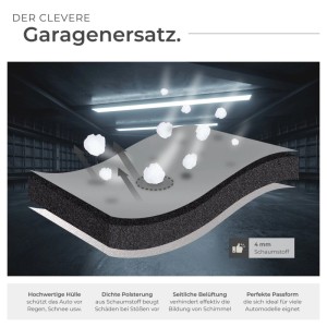 Detailansicht Tectake Autoplane: Mehrschichtiger Aufbau mit 4mm Schaumstoffpolsterung.