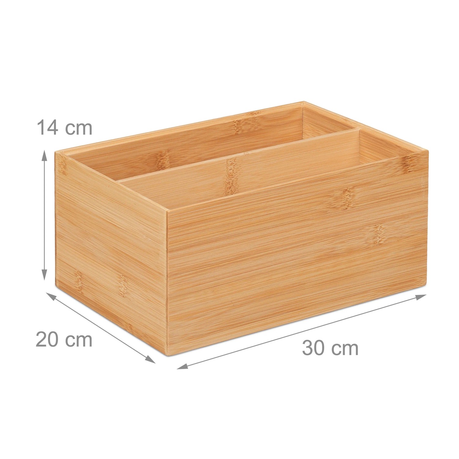 Relaxdays Aufbewahrungsbox Bambus Natur 2 Fächer 30 cm x 20 cm x 14 cm 1 kg_4