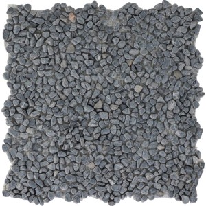 Flusskiesel Mosaikfliese, Black Matt, 30,5x30,5 cm. Naturstein für Bad & Küche.