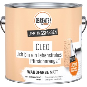 CREATE! by OBI Wandfarbe Lieblingsfarbe Cleo Pfirsichorange Matt 2,5 l