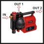 Einhell GE-AW 1042 FS Hauswasserautomat, rote Gartenpumpe mit Wasserfüllanzeige und Anschlüssen.