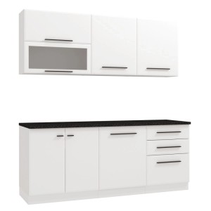 Homestyle4u Küchenzeile 200 cm ohne Geräte und Spüle 3164