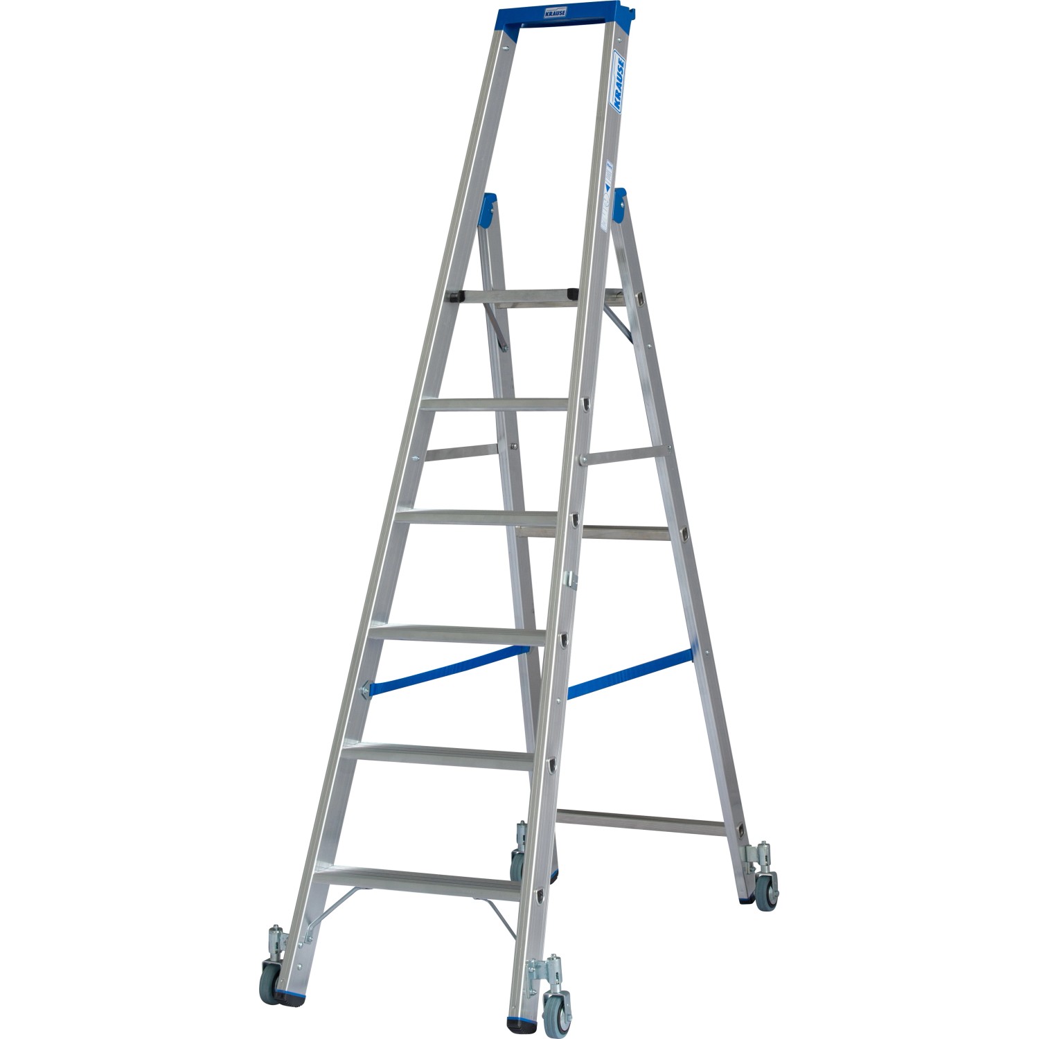 Krause Stehleiter Stabilo 6 Stufen Fahrbar 205 cm x 70 cm x 120 cm günstig online kaufen
