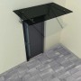 Graues Glasvordach 120x90 cm über einer Tür. Das Vordach ist mit Edelstahlhaltern an der Wand befestigt.