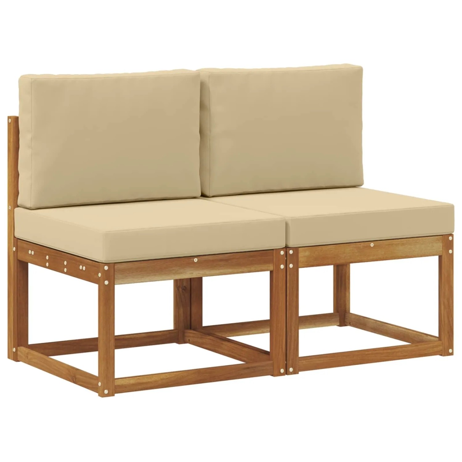 vidaXL 2 Stück Outdoor Mittelsofa Massivholz Akazie Natur 900462