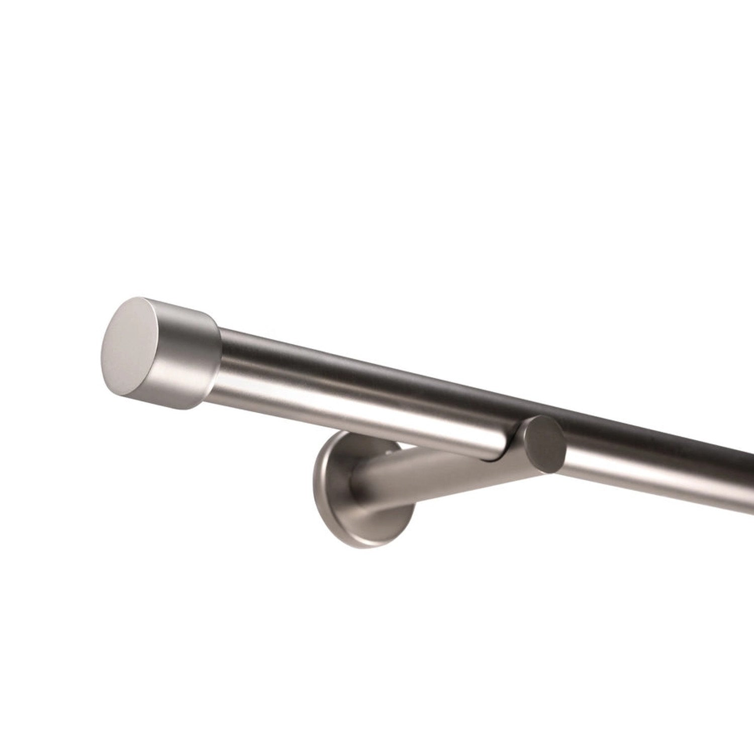 Deco-Raum Gardinenstange nach Maß 1-Lauf Kappe Ø 25 Edelstahl-optik 250cm günstig online kaufen