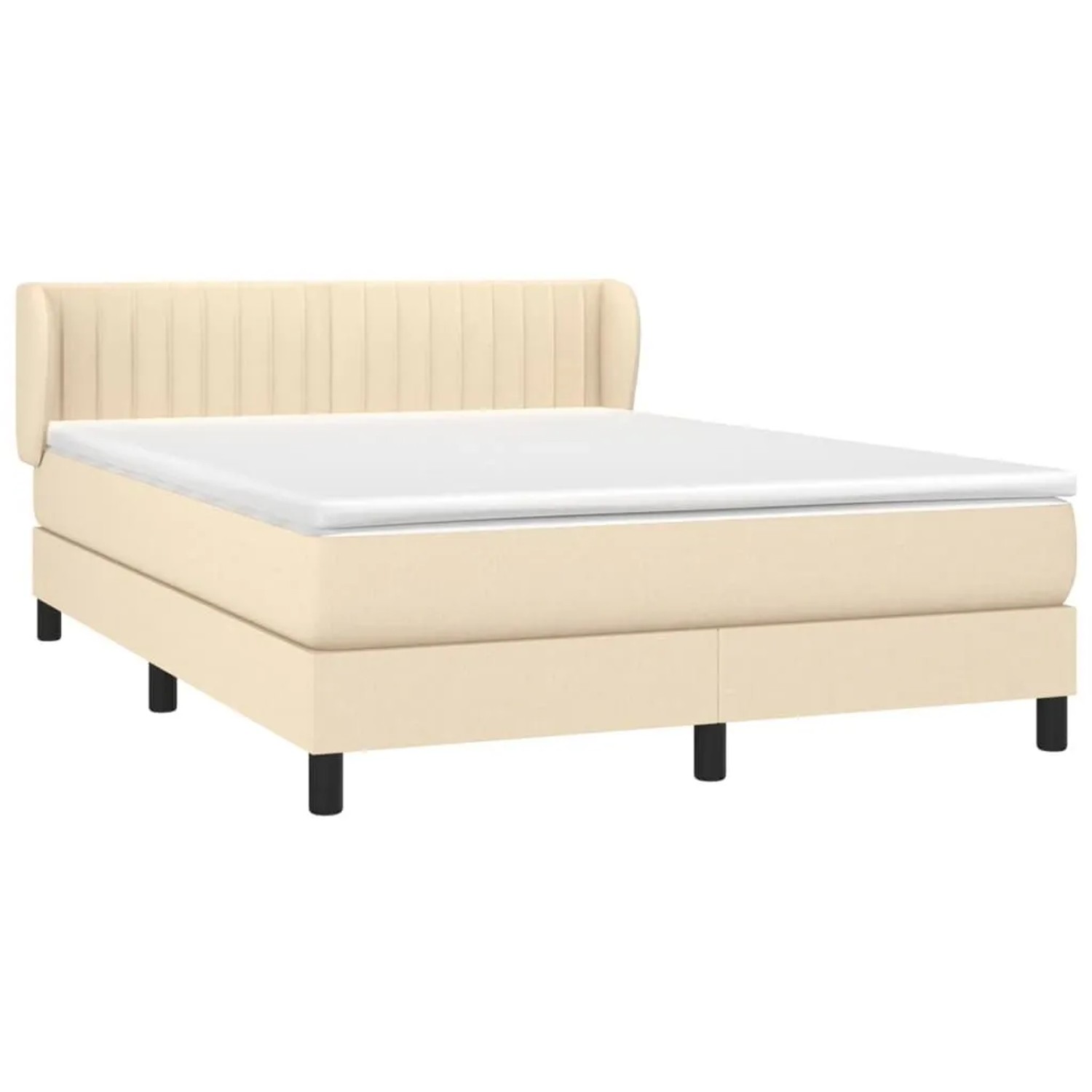 vidaXL Boxspringbett mit Matratze Creme 140x200 cm Stoff 3126410