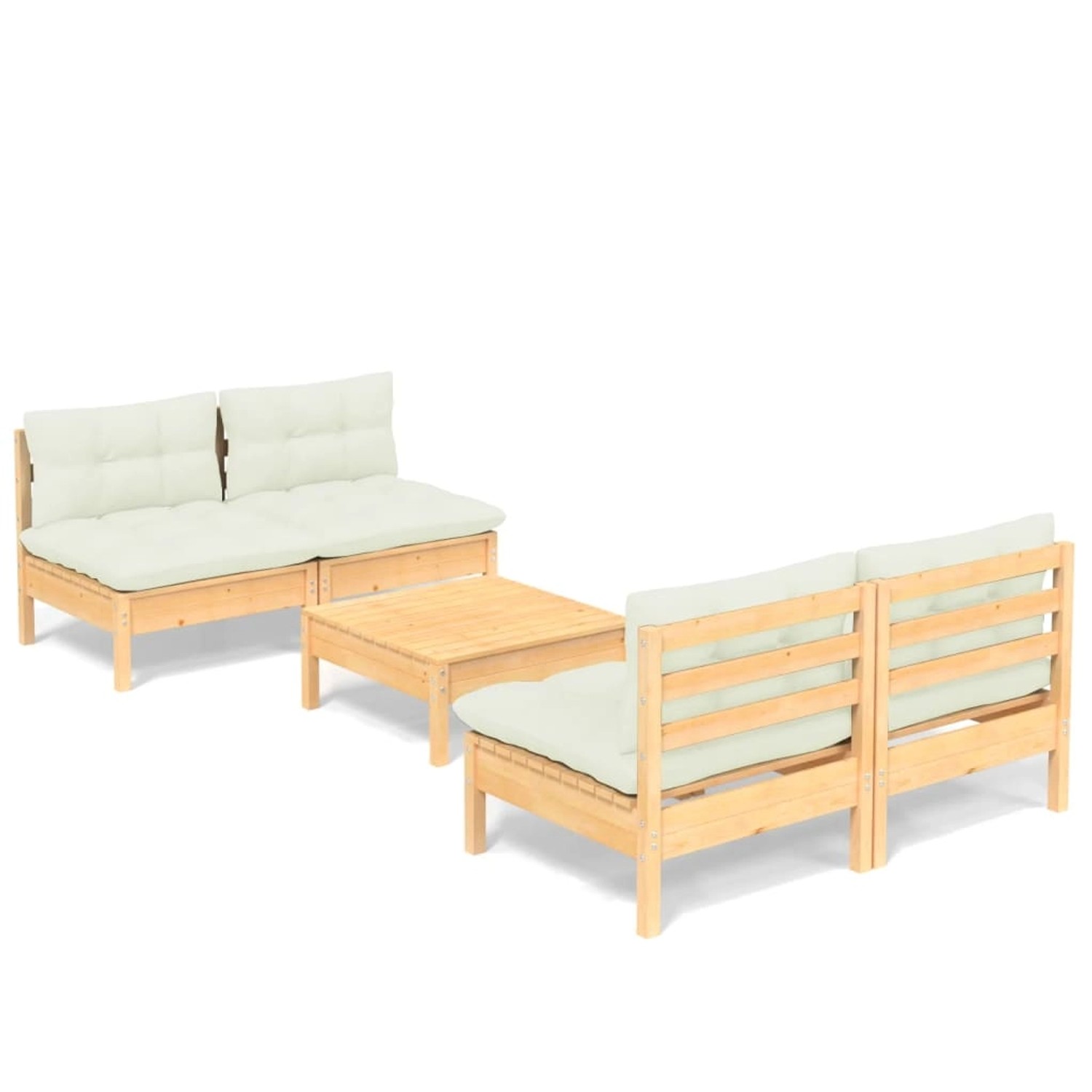 vidaXL 5-tlg Garten-Lounge-Set mit Creme Kissen Kiefernholz Modell 1 günstig online kaufen